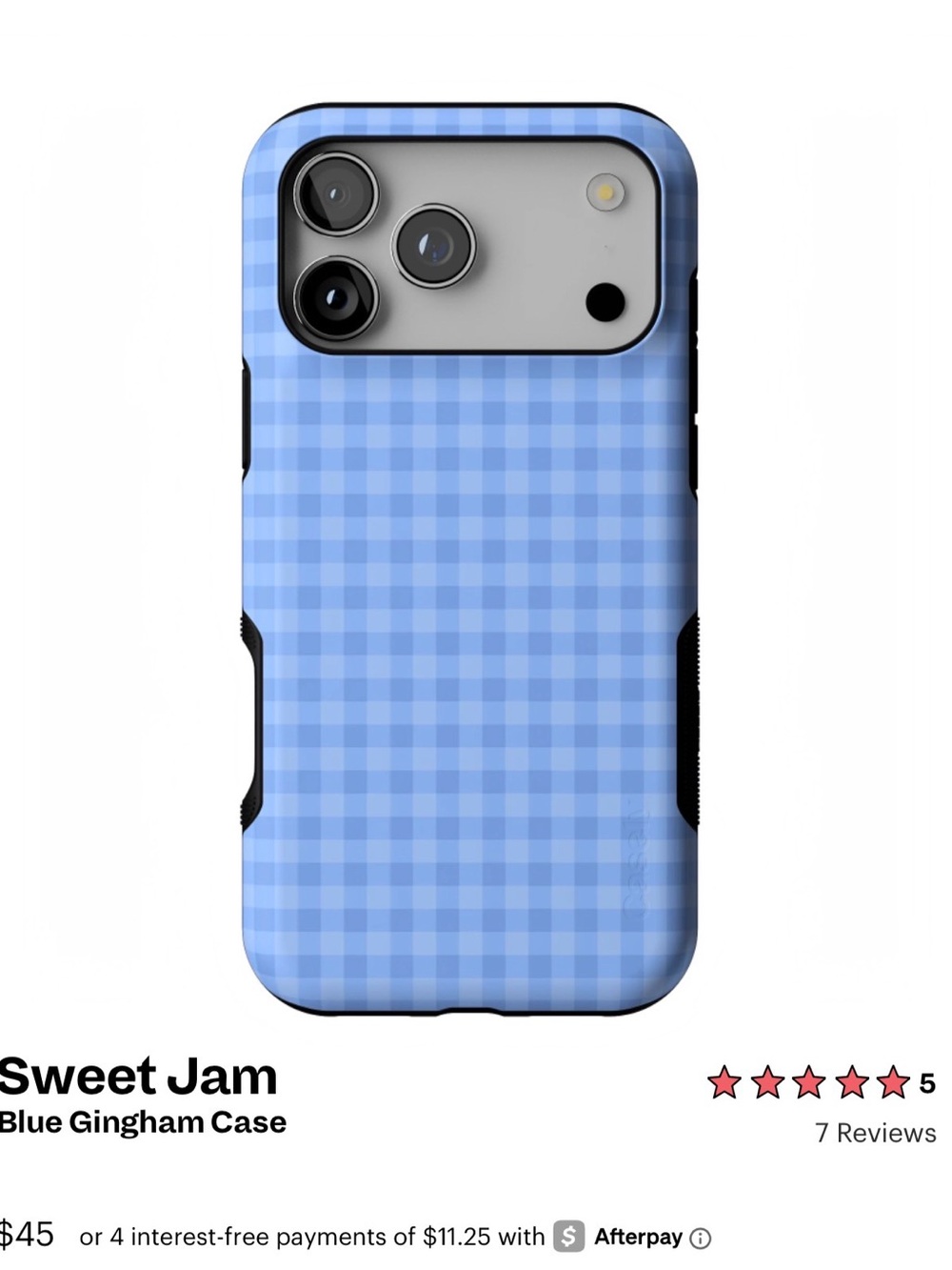 Sweet Jam Protective Blue Gingham Phone Case - Blue Check Design
